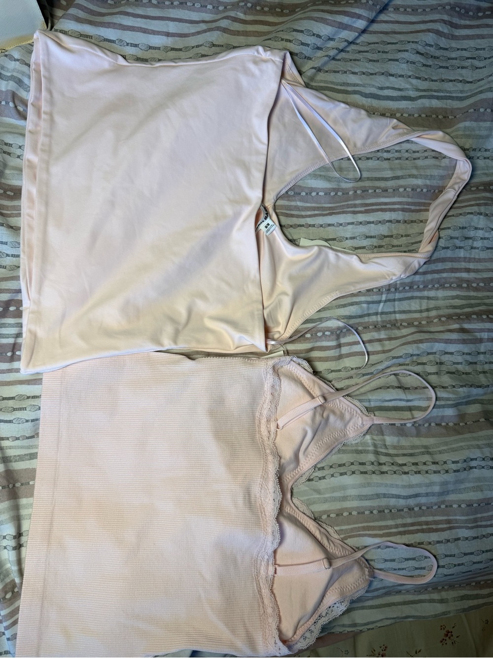 Light Pink Ribbed & Lace Tank Set - Picture 4 of 4